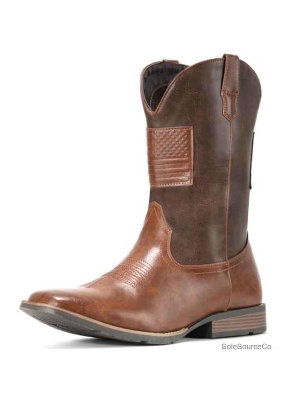 Men's Cowboy Boots Wide Square Toe Faux Leather Pull-On Western Work Boots